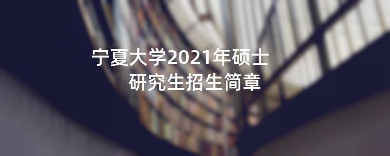 宁夏大学2021年硕士研究生招生简章