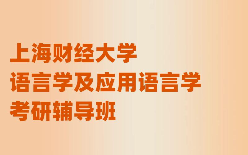 上海财经大学语言学及应用语言学考研辅导班