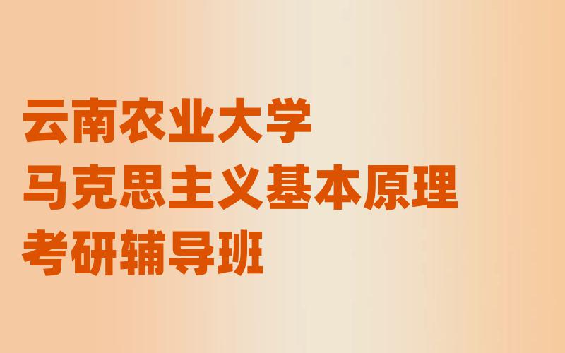 云南农业大学马克思主义基本原理考研辅导班