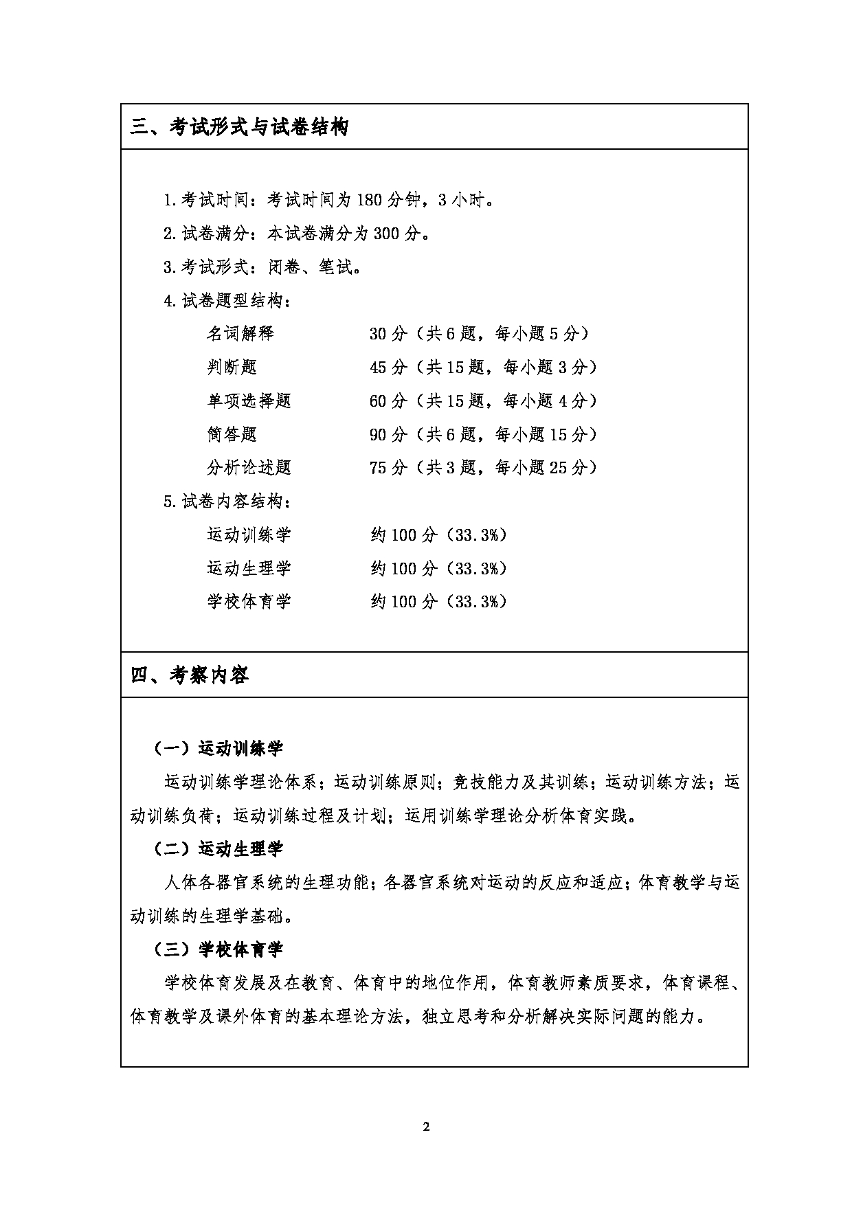2023考研大纲：江汉大学2023年考研自命题科目 346体育综合 考试大纲第2页