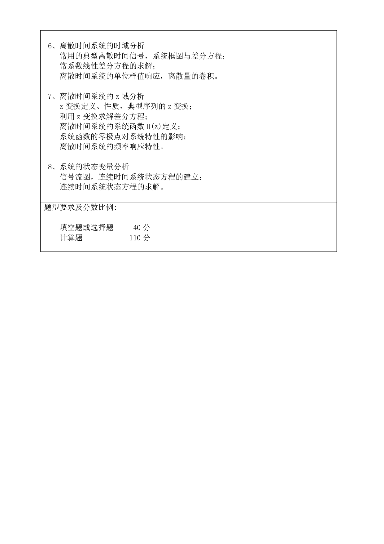 2023考研大纲：广东工业大学2023年考研自命题科目 (809)信号与系统（一） 考试大纲第2页